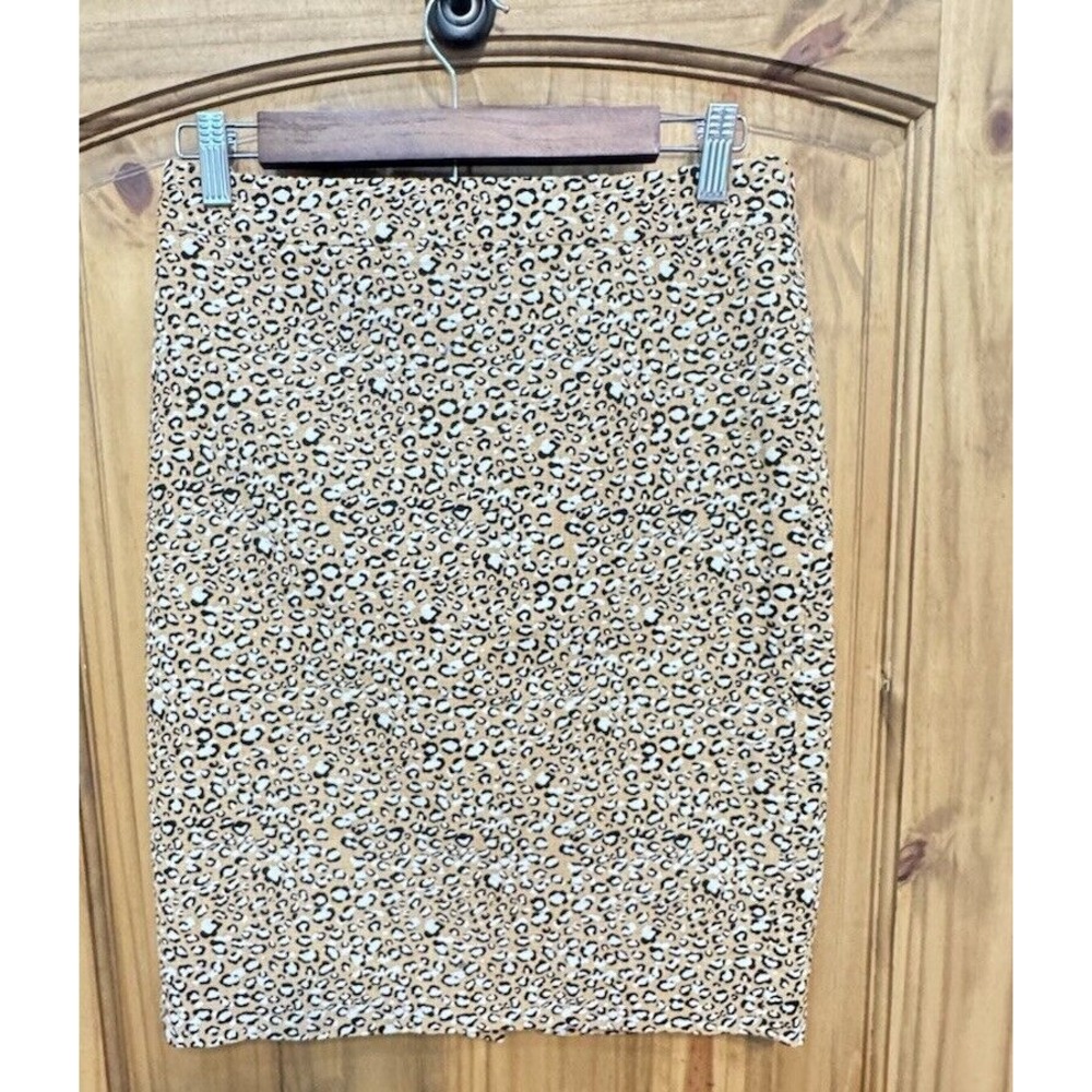 J. Crew Women's Cheetah Animal Print Stretch Pencil Skirt‎ Zip Slit Size 0